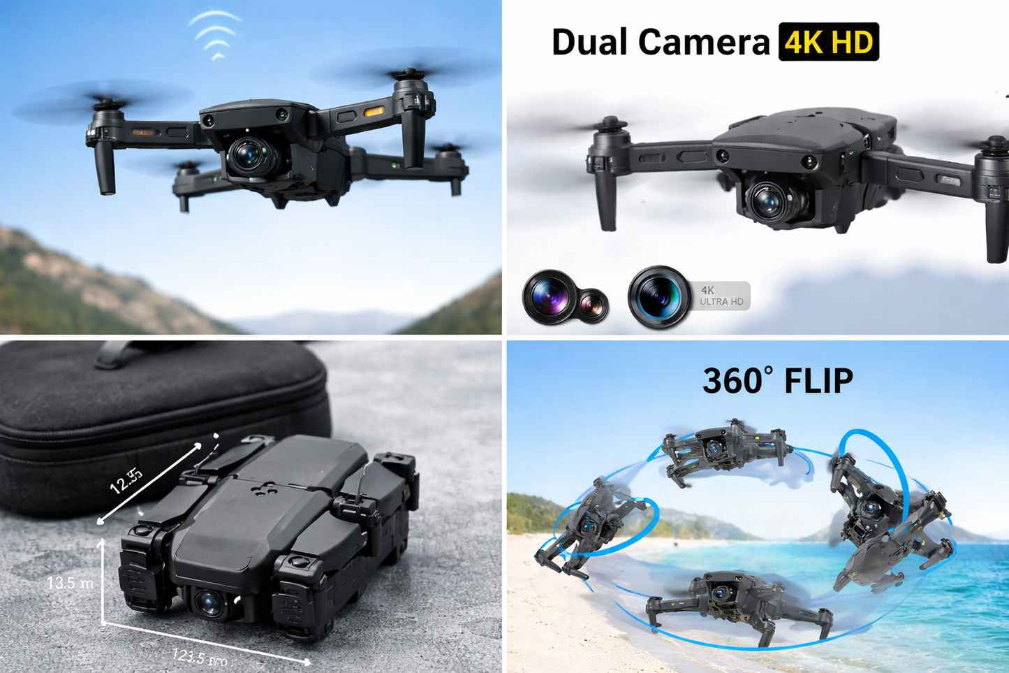 🚁 Drone 4K HD Double Caméra – RC E88